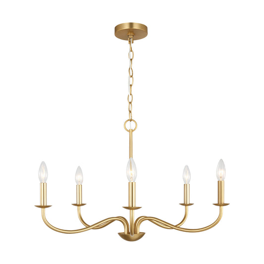 Abells Five Light Chandelier in Satin Brass