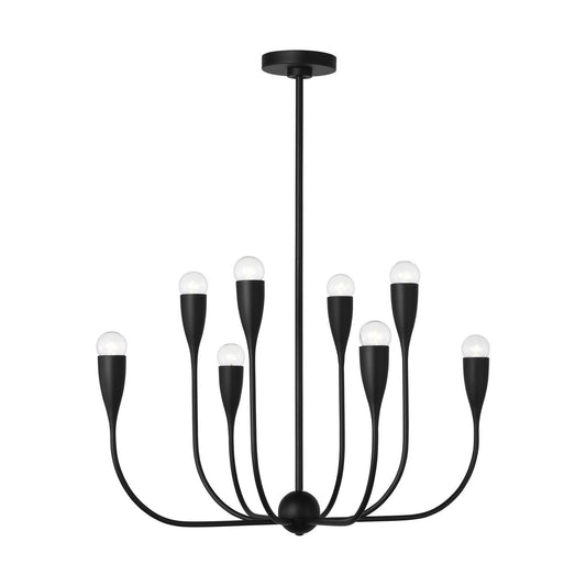 Maya Eight Light Chandelier in Midnight Black
