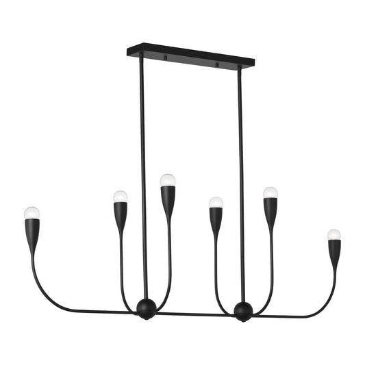 Maya Six Light Linear Chandelier in Midnight Black
