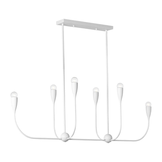 Maya Six Light Linear Chandelier in Matte White