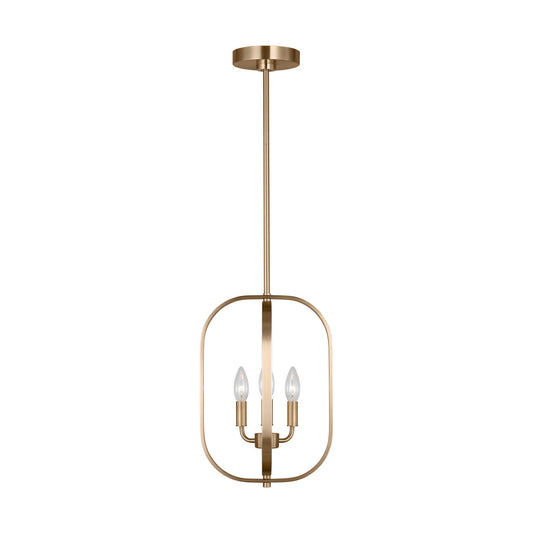 Loretto Three Light Chandelier in Satin Brass