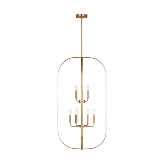 Loretto Nine Light Chandelier in Satin Brass