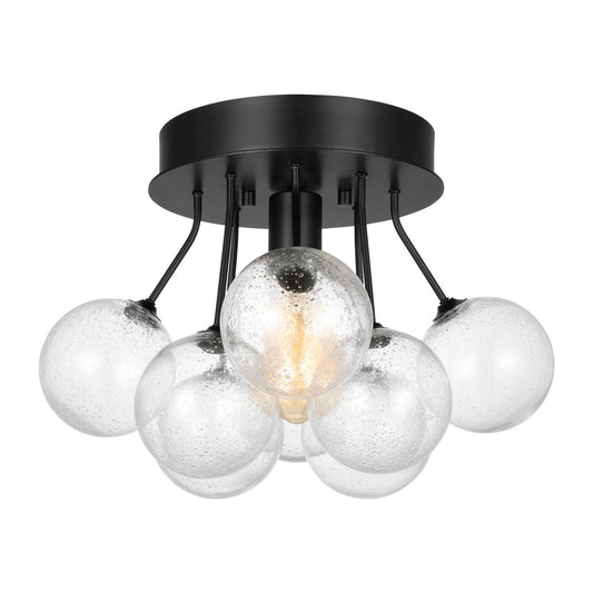 Bronzeville One Light Semi-Flush Mount in Midnight Black
