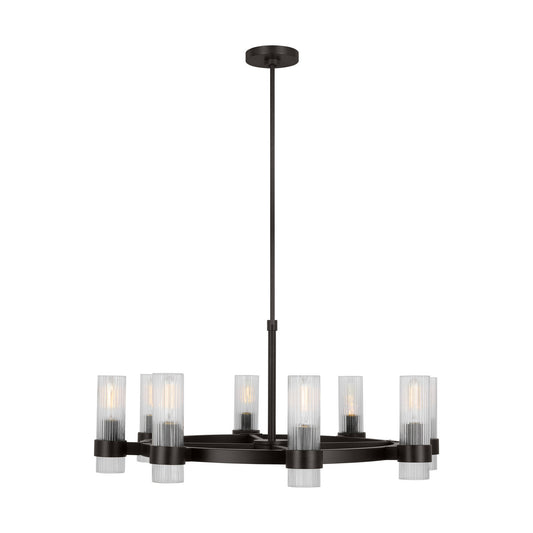 Geneva Eight Light Chandelier in Aged Iron