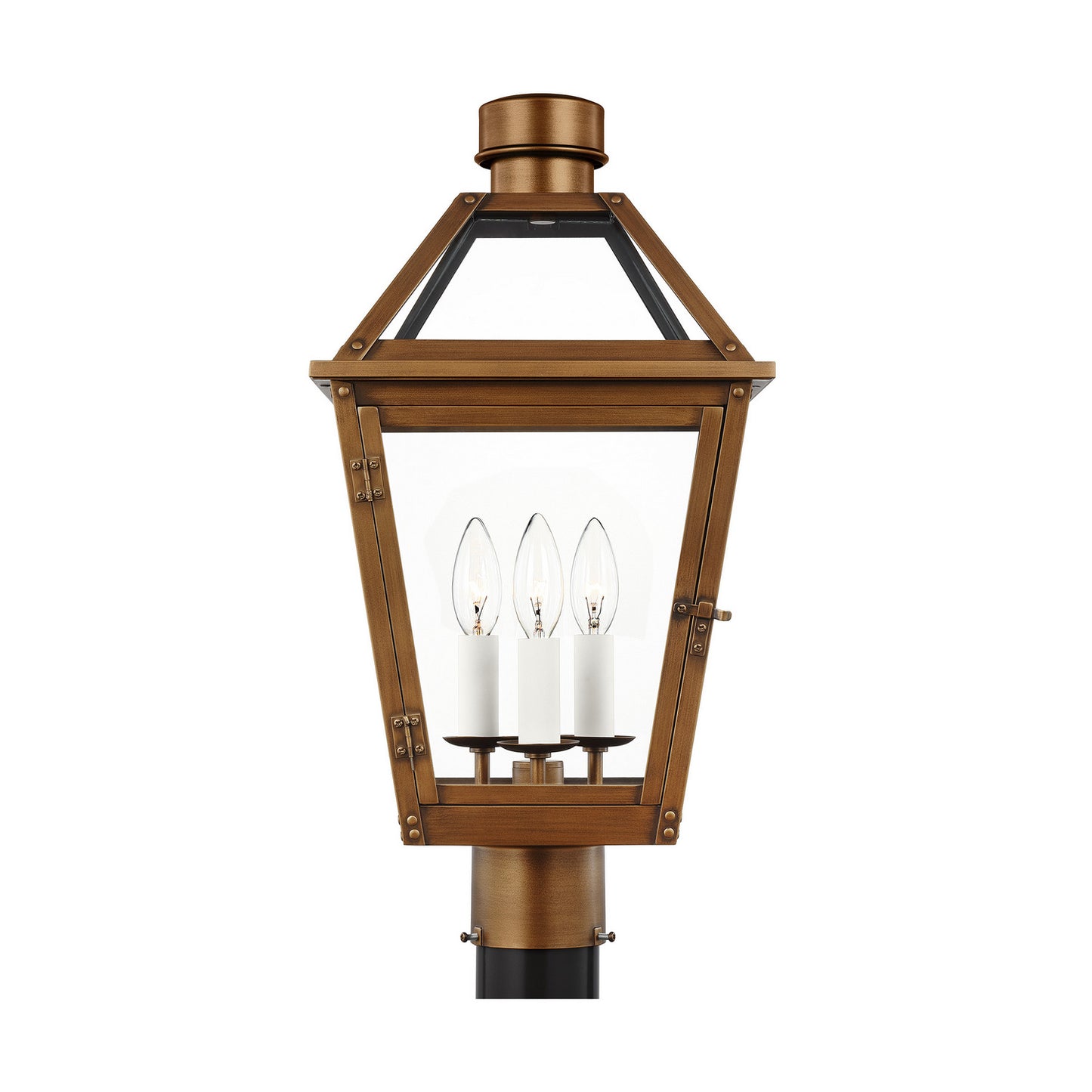 Hyannis Three Light Post Mount in Natural Copper