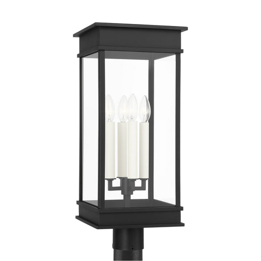 Cupertino Four Light Outdoor Post Lantern in Textured Black