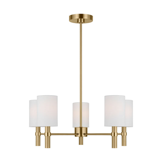 Manor Five Light Chandelier in Satin Brass
