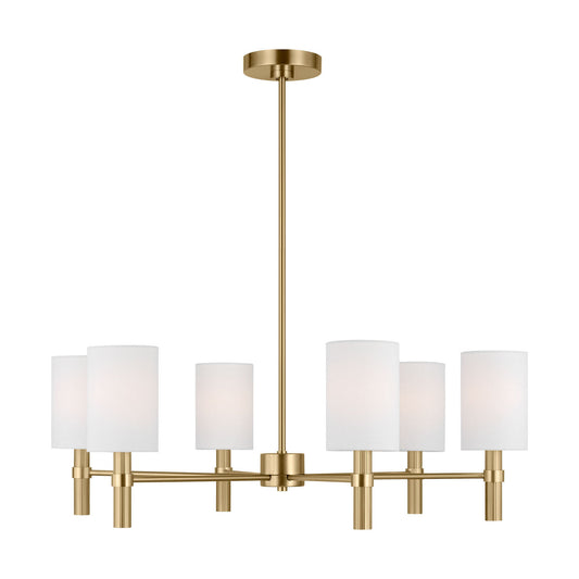 Manor Six Light Chandelier in Satin Brass