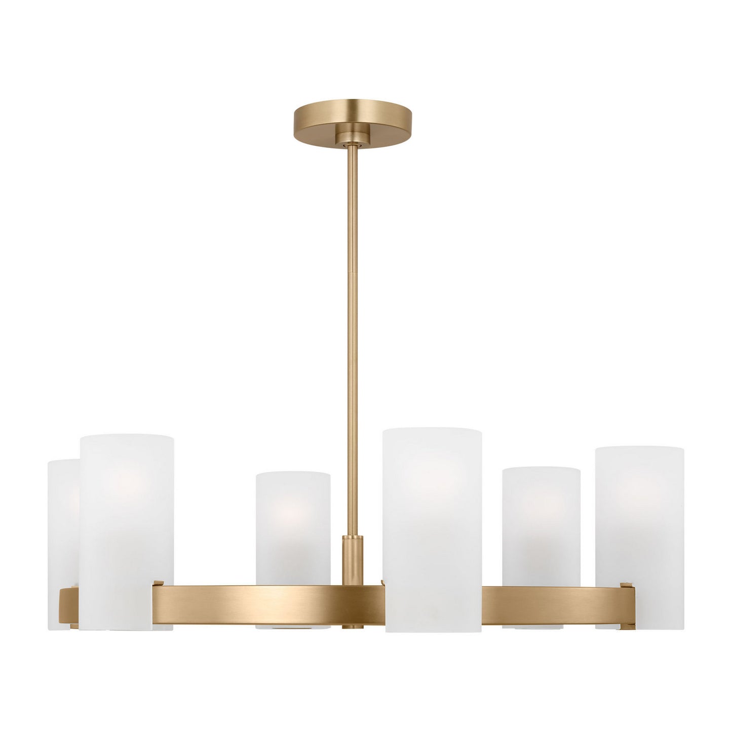 Rhode Six Light Chandelier in Satin Brass