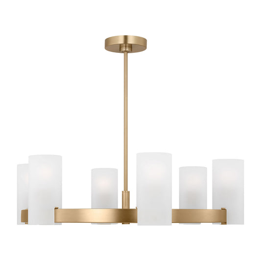 Rhode Six Light Chandelier in Satin Brass