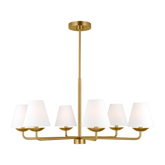 Albion Six Light Chandelier in Satin Brass