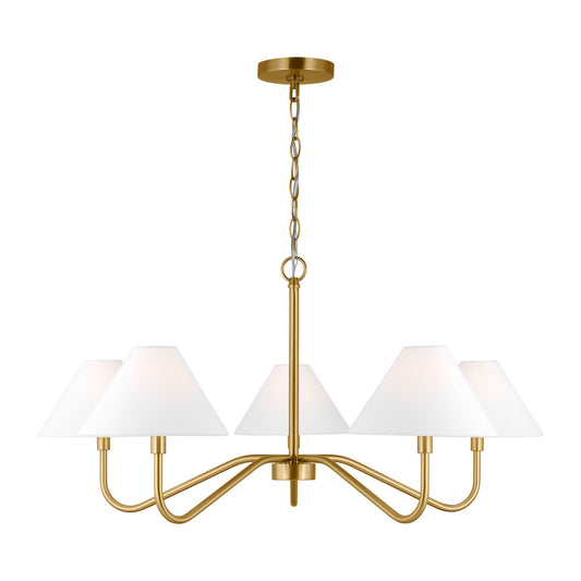 Eldon Five Light Chandelier in Satin Brass