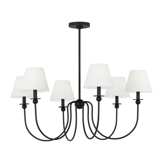 Elsay Six Light Chandelier in Midnight Black