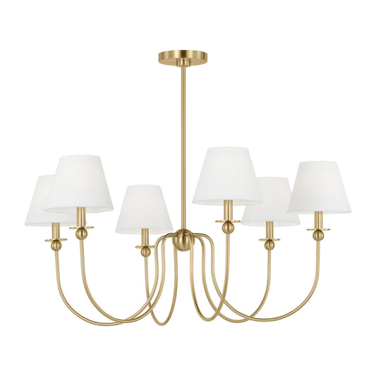 Elsay Six Light Chandelier in Satin Brass