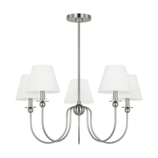 Elsay Five Light Chandelier in Brushed Nickel
