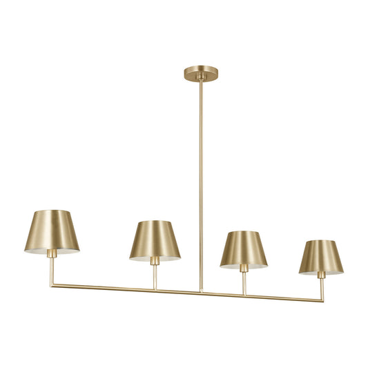 Ender Four Light Linear Chandelier in Satin Brass