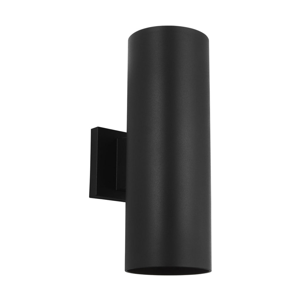 Outdoor Cylinders Two Light Wall Lantern in Textured Black