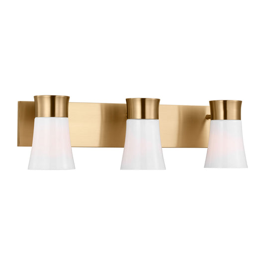 Roy Three Light Vanity in Satin Brass