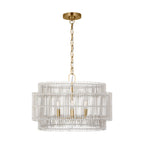 Elio Four Light Pendant in Burnished Brass