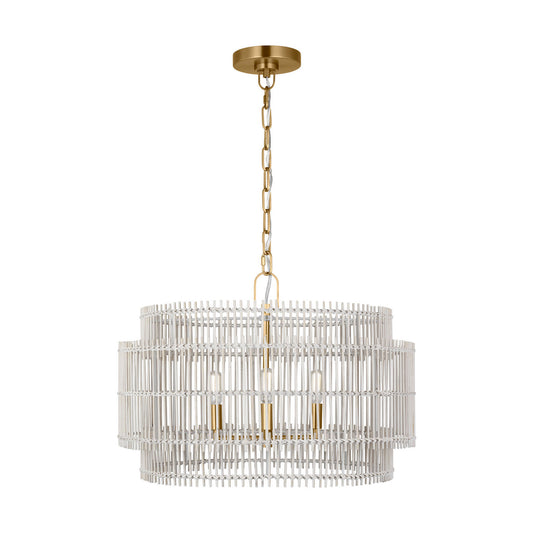 Elio Four Light Pendant in Burnished Brass