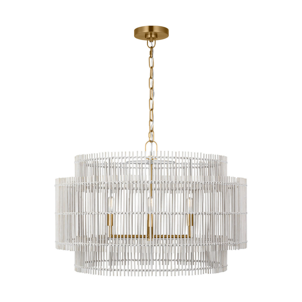 Elio Four Light Pendant in Burnished Brass