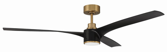 Phoebe 60" Indoor Ceiling Fan without Wifi 60" Ceiling Fan in Flat Black/Satin Brass