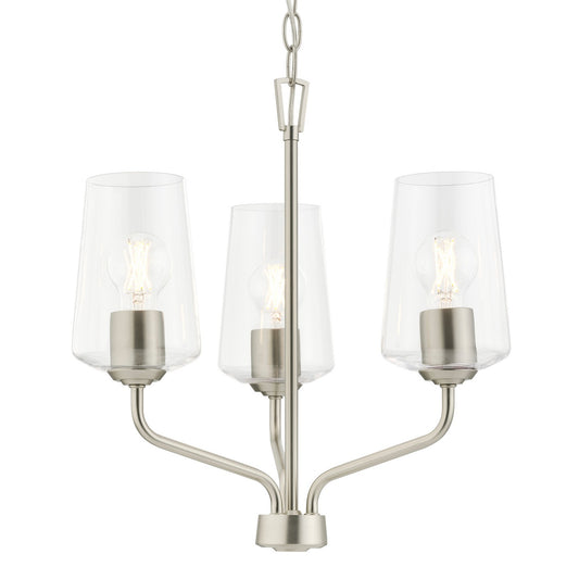Celino Three Light Chandelier in Brushed Nickel