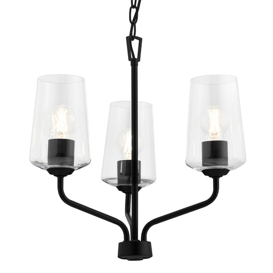 Celino Three Light Chandelier in Black