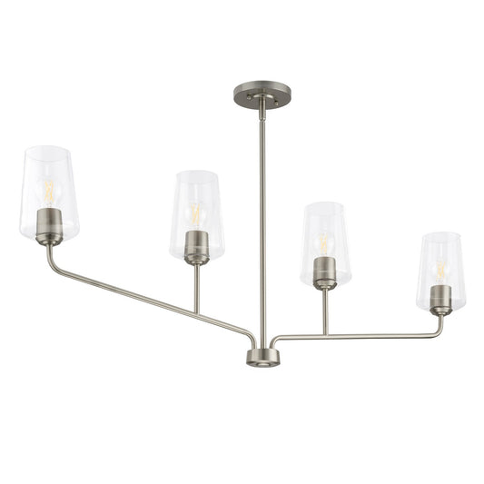 Celino Four Light Linear Chandelier in Brushed Nickel