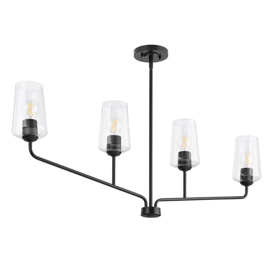 Celino Four Light Linear Chandelier in Black