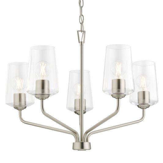 Celino Five Light Chandelier in Brushed Nickel