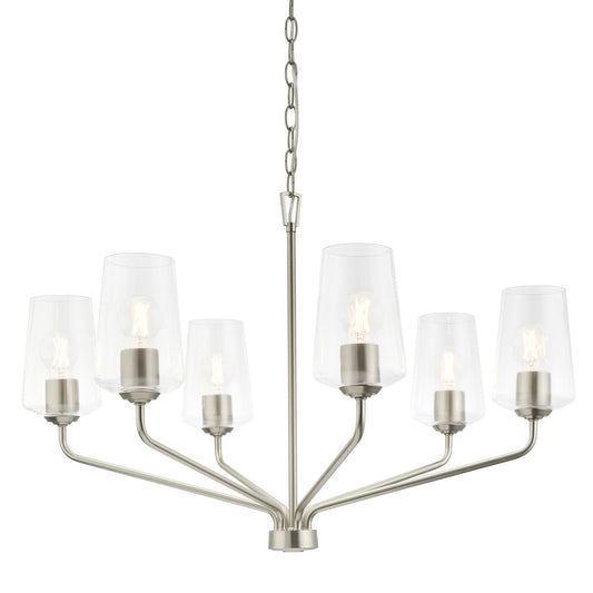 Celino Six Light Chandelier in Brushed Nickel