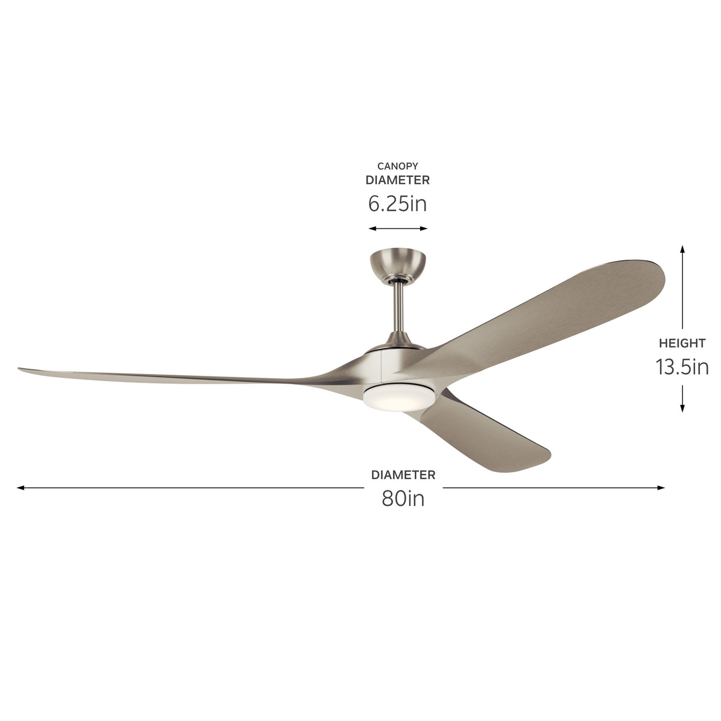 Mylo 80"Ceiling Fan in Painted Brushed Nickel