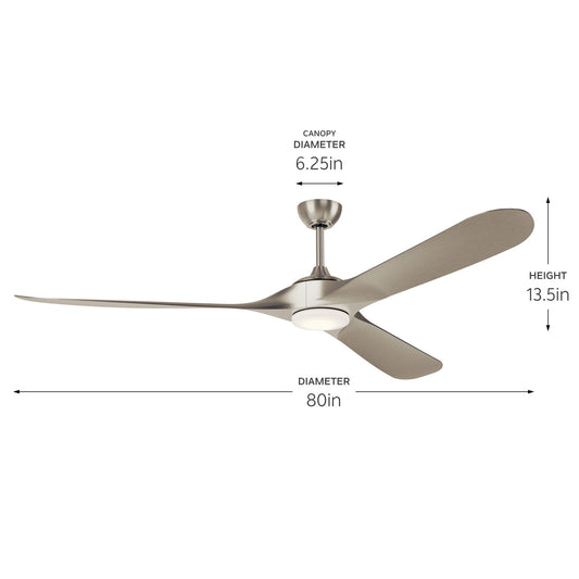 Mylo 80"Ceiling Fan in Painted Brushed Nickel