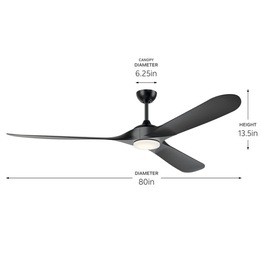 Mylo 80"Ceiling Fan in Satin Black
