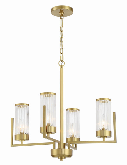 Whittley Four Light Chandelier in Satin Brass