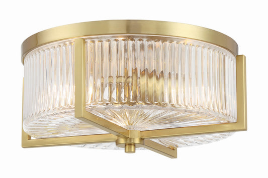 Whittley Three Light Flushmount in Satin Brass