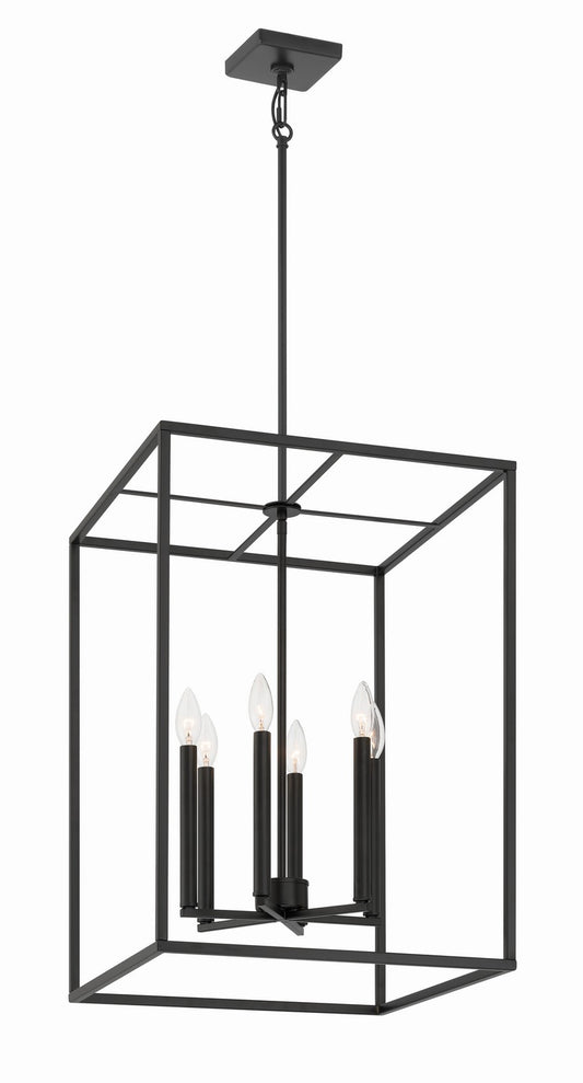 Signature Foyer Six Light Foyer Pendant in Flat Black