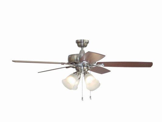 Twist N Click 4 Light 52" Ceiling Fan in Brushed Polished Nickel