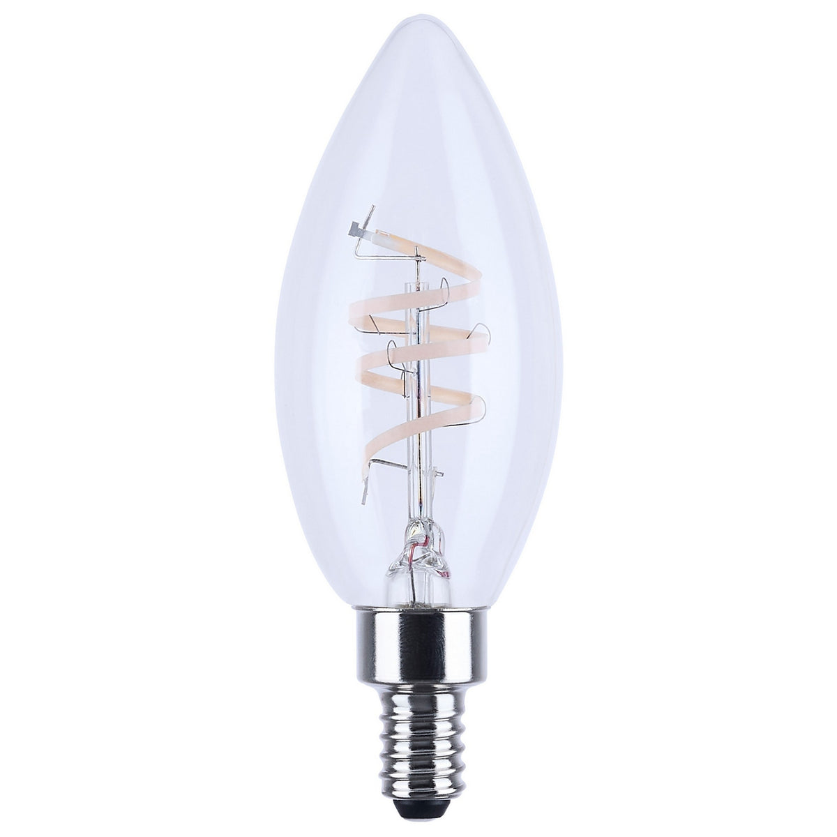 (4-Pack) Satco S11533 4W LED B11 Torpedo Bulb, E12 Base, 3000K, 350 Lumens, Clear
