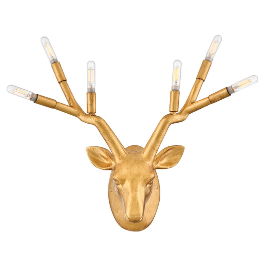 Stag LED Wall Sconce in Distressed Brass