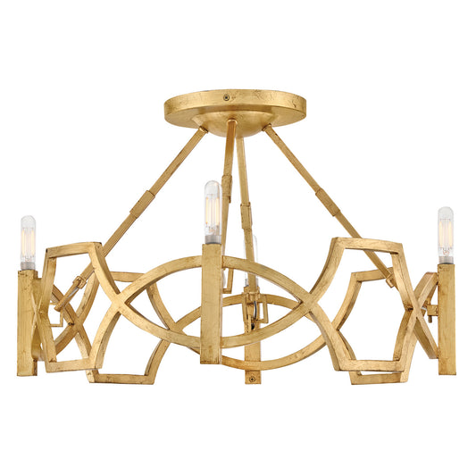 Leona LED Semi-Flush Mount in Distressed Brass