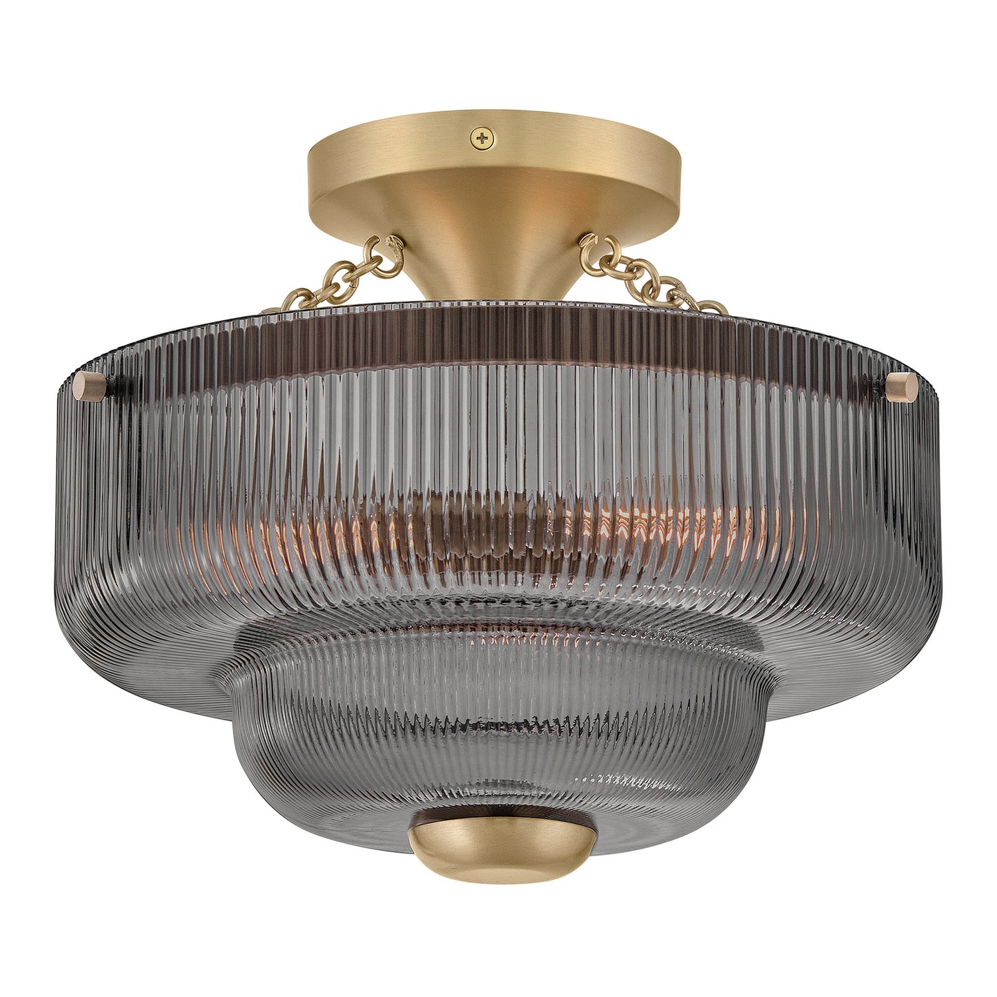 Adella LED Semi-Flush Mount in Lacquered Brass