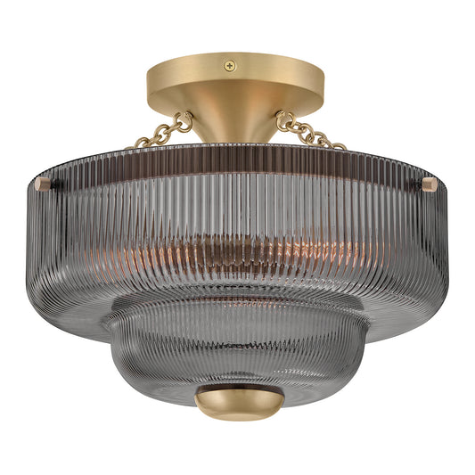 Adella LED Semi-Flush Mount in Lacquered Brass