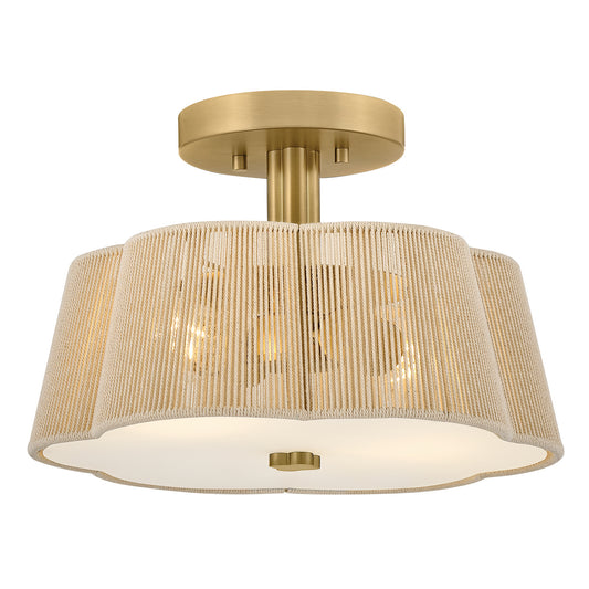 Sasha LED Semi-Flush Mount in Lacquered Brass