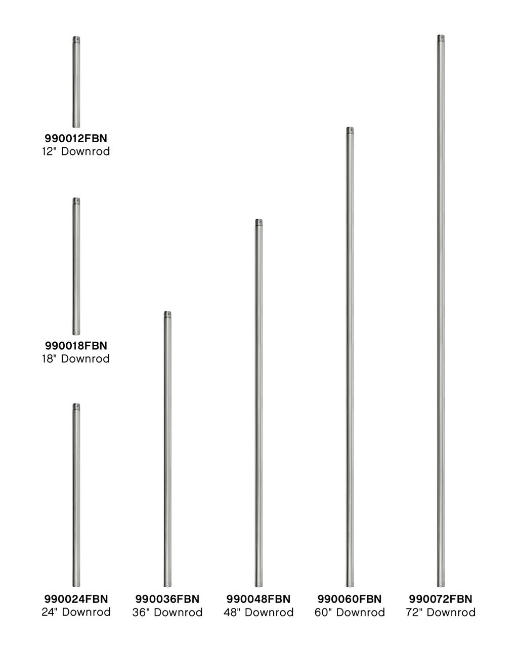 12" Downrod Downrod in Brushed Nickel