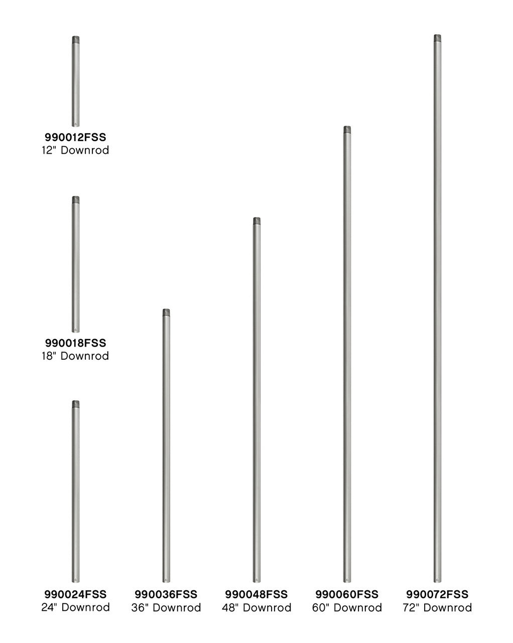 48" Downrod Downrod in Satin Steel