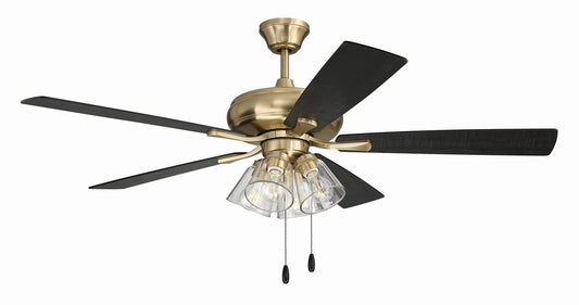 Eos Clear 4 Light 52" Ceiling Fan in Satin Brass