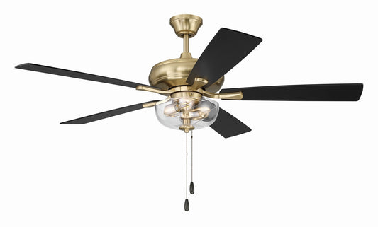 EOS 2 Light Clear Bowl 52" Ceiling Fan 52" Ceiling Fan in Satin Brass