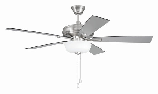 EOS 2 Light Frosted White Bowl 52" Ceiling Fan 52" Ceiling Fan in Brushed Polished Nickel